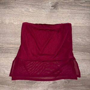 Red Strapless Mesh Top